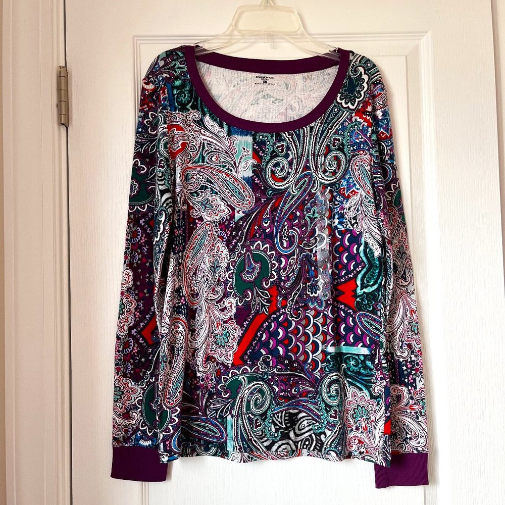 New Women's Jones New York Sport Top Plum Wine Multi Color Size M
